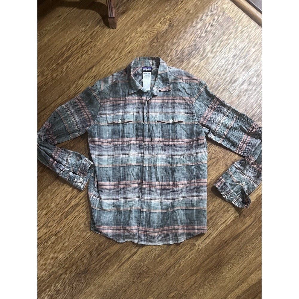 Patagonia Shirt Mens Medium Long Sleeve Button Front Pockets Outdoor Organic